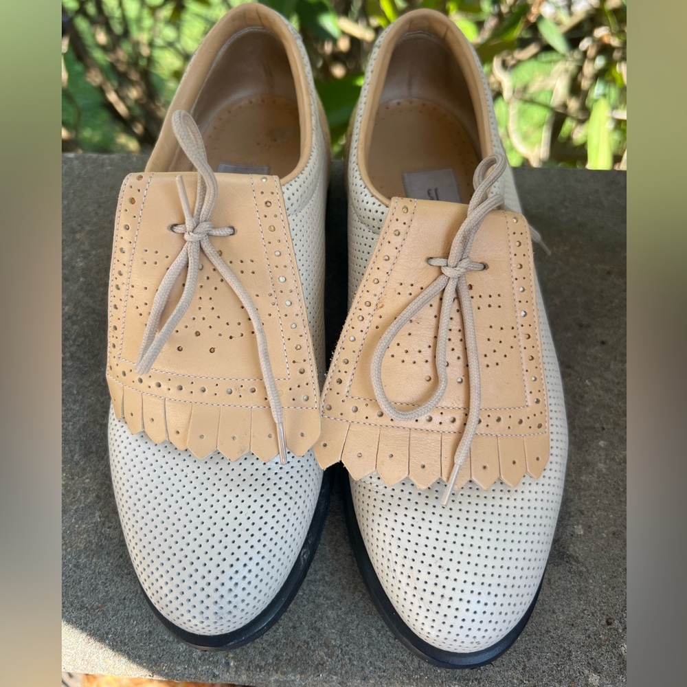 Walter Genuine Leather Golf Shoes With Soft Spikes Size 6.5 Made In Italy Preppy
